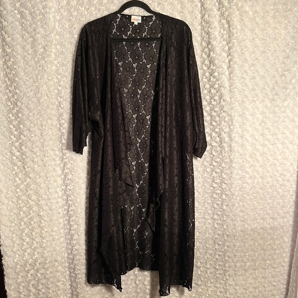 Lularoe black lace duster